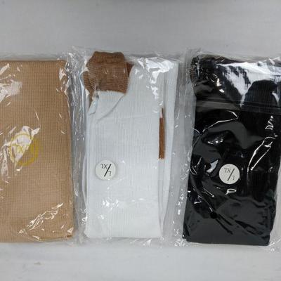 Set of 3 Compression Socks, L/LX, Tan, Black, White - New