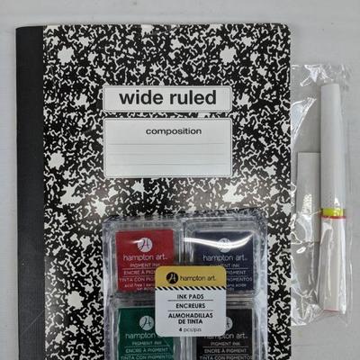 Wide Ruled Notebook, Shimmer Brush Close to my Heart, Hampton Art Ink Pads - New