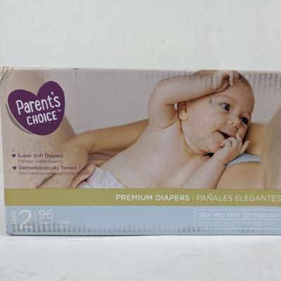 Parent's Choice Size 2 Diapers, 96 Count - New