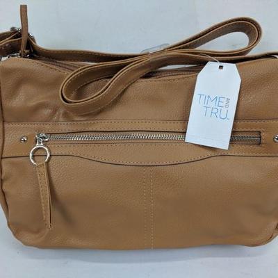 Time And Tru Faux Leather Purse, Nevada, Tan - New