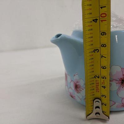 Blue/Pink Flower Teapot - New