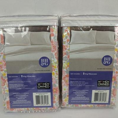 Better Homes & Gardens, King Pillowcases, Floral, 300 Thread Count - New