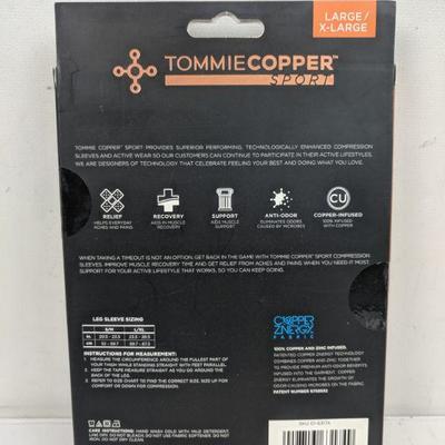 Tommie Copper Sports Compress Full Leg Sleeve, Black, Large/XL - New