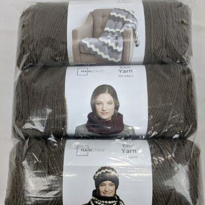 Mainstays Basic Yarn, Set of 3, Brown, 7 oz, 397 yds - New