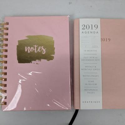 Pink/Gold Notebook & 2019 Agenda - New