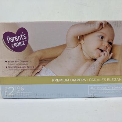 Parent's Choice Diapers, Size 2, 96 Count - New