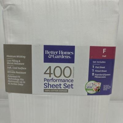 Better Homes & Gardens 400 Thread Count Shet Set, White - New