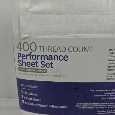 Better Homes & Gardens 400 Thread Count Shet Set, White - New