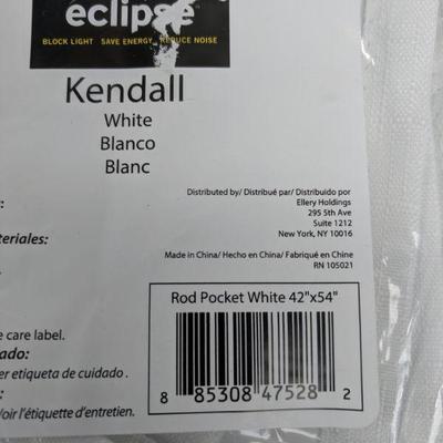 Eclipse Kendall Rod Pocket Panels, White, Set of 3, 42