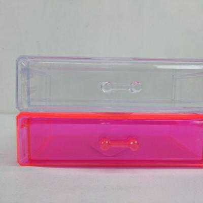 Pink And Clear Small Drawers, Plastic, 7