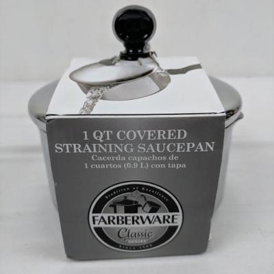 Farberware 1 Qt Covered Straining Saucepan - New