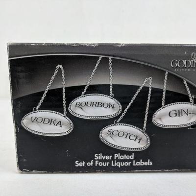 Godinger Silver Plated Set of Four Liquor Labels - New