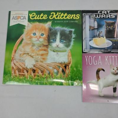 3 2019 Calendars: Cute Kittens, Cat Wars, Yoga Kittens - New