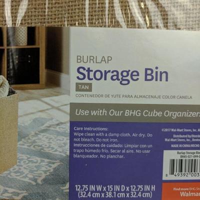 Better Homes & Gardens Burlap Storage Bin, Tan - New