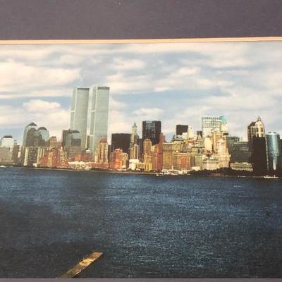 042:  World Trade Center Framed Photo and American Flag 