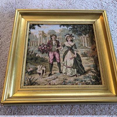 117:  French Framed Needlepoint Art