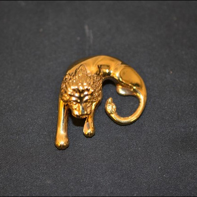 14K solid gold lion pendant, made in Italy, lion is full body lying down, pendan