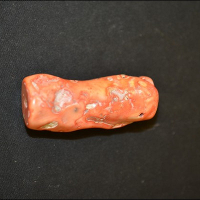 piece of coral with a hole drilled through lengthwise.  2.25