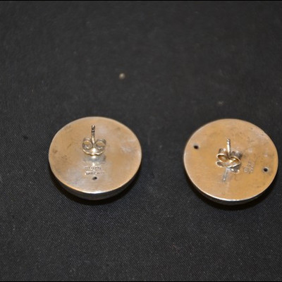 pair of etched sterling silver bubble earrings
