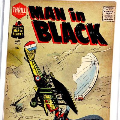 MAN in BLACK #3 January 1958 Thrill Comics - FN- Comic Book - Rare