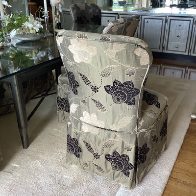 104 Glass Dinning Table with Upholstered Chairs and Decor