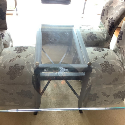 104 Glass Dinning Table with Upholstered Chairs and Decor