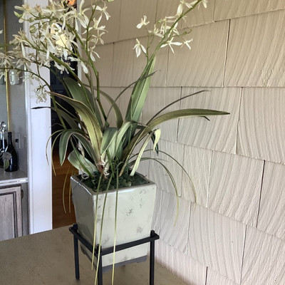 105 Custom Painted Entry Table with Plant