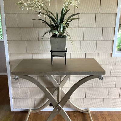105 Custom Painted Entry Table with Plant