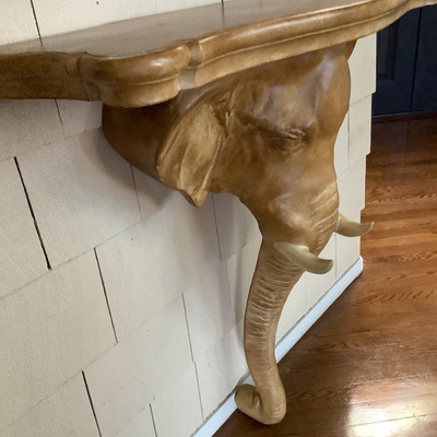 111  Elephant Shelf Table and Beveled Mirror