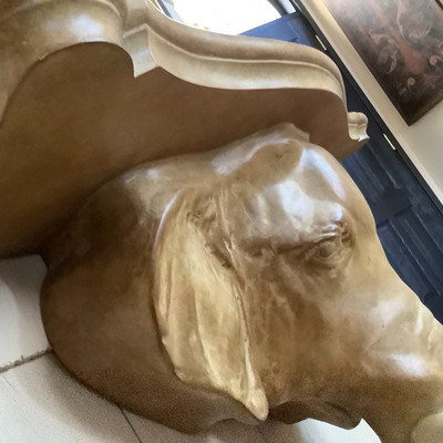 111  Elephant Shelf Table and Beveled Mirror