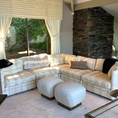 117 Vintage Five Piece Couch with Two Ottomans