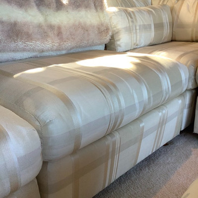 117 Vintage Five Piece Couch with Two Ottomans