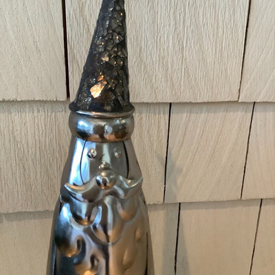 121 Metal Santa Candle Holder on Metal Chest