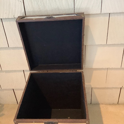 121 Metal Santa Candle Holder on Metal Chest