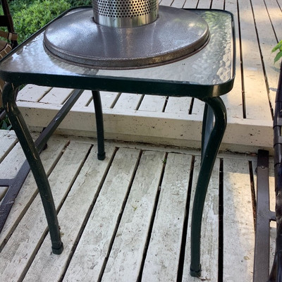 149 Pair of Patio Chairs Table and Propane Heater