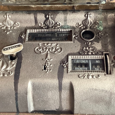 189 Antique National Brand Cash Register Ornate Brass