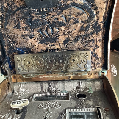 189 Antique National Brand Cash Register Ornate Brass