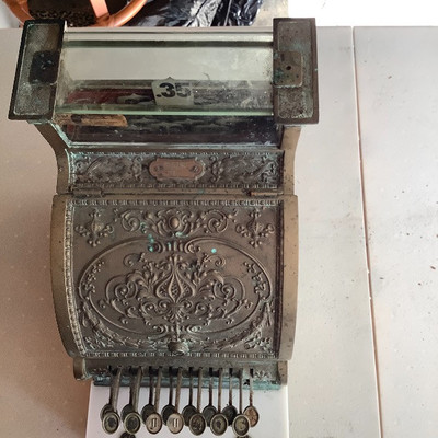 189 Antique National Brand Cash Register Ornate Brass