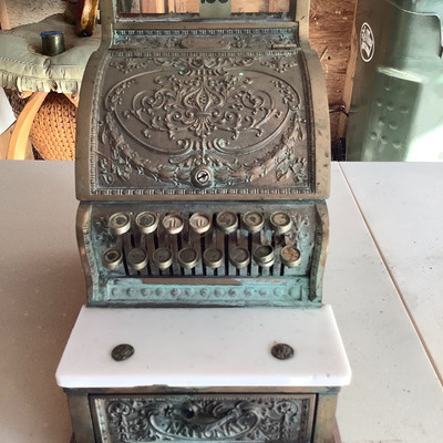 189 Antique National Brand Cash Register Ornate Brass