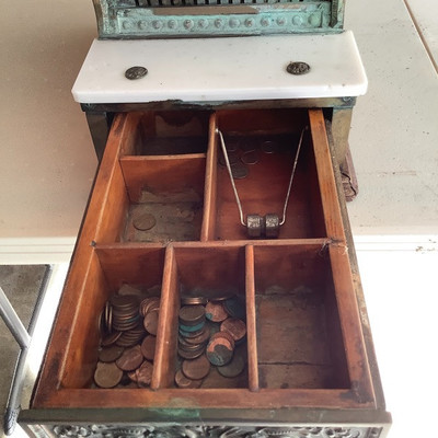 189 Antique National Brand Cash Register Ornate Brass