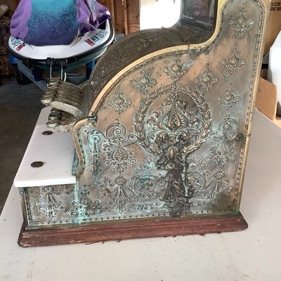 189 Antique National Brand Cash Register Ornate Brass