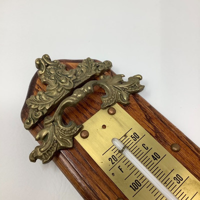 213 Entry Table with Drawer and Vintage Thermometer 