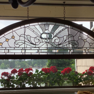 216 Large Stain Glass Window Hanging