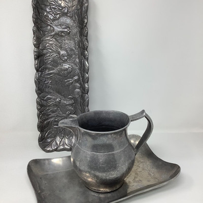 226 Pewter Kitchen Serving Items 