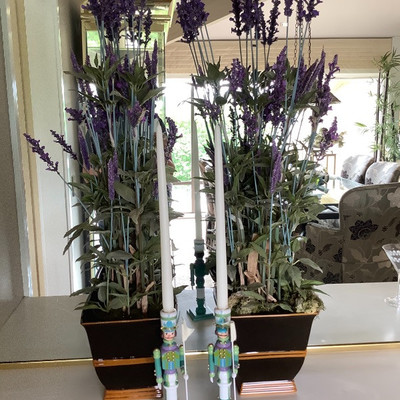 235 Artificial Lavender Plants and Lavender Nutcracker Candle Holders