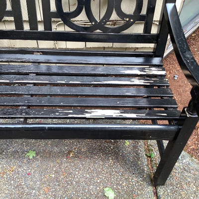 242 Wood Bench and Hanging Garden Art