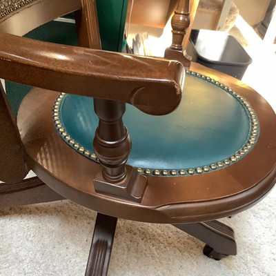 262 Vintage Office Desk, Chair, Lamp and Accessories Shown