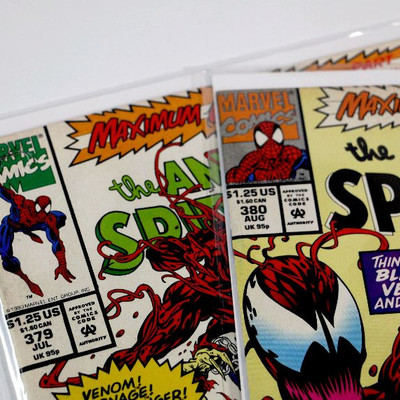 AMAZING SPIDER-MAN #379 #380 Carnage Parts 7 and 11 Marvel Comics 1993 vf/nm