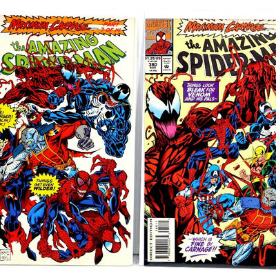 AMAZING SPIDER-MAN #379 #380 Carnage Parts 7 and 11 Marvel Comics 1993 vf/nm