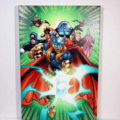 Thor & Captain America Giclee Art on Canvas Marvel Artworks with COA